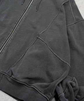 裏毛 カットオフ切り替え ZIPパーカー