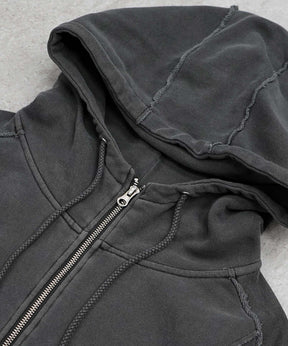 裏毛 カットオフ切り替え ZIPパーカー