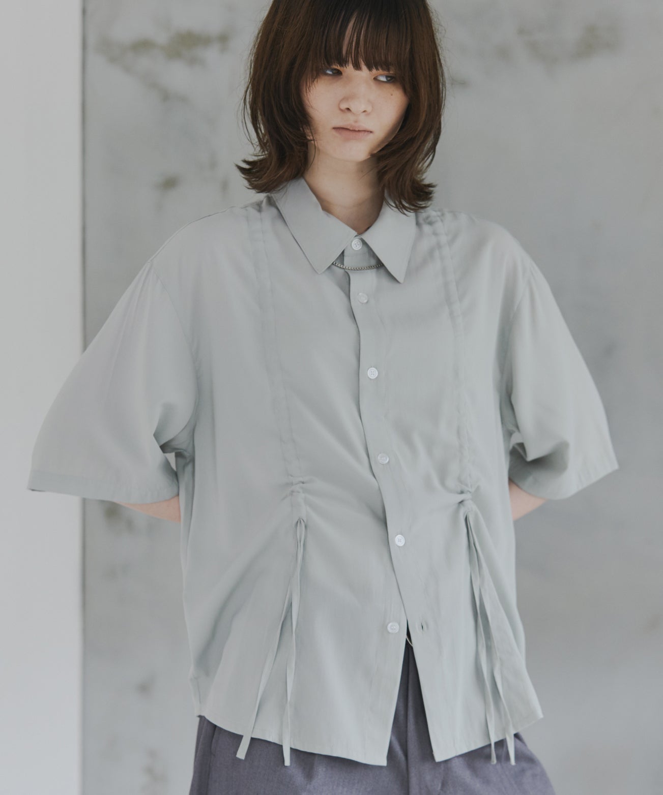 Gathered Short-Sleeve Shirt / ギャザー入り半袖シャツ