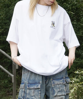 25SS 新柄追加 ワンポイント刺繍ロゴ ヒゲオジ / デイリーウォーキング ビッグシルエット半袖Tシャツ