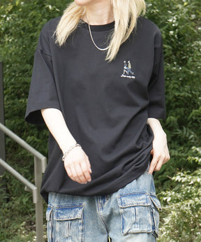 25SS 新柄追加 ワンポイント刺繍ロゴ ヒゲオジ / デイリーウォーキング ビッグシルエット半袖Tシャツ