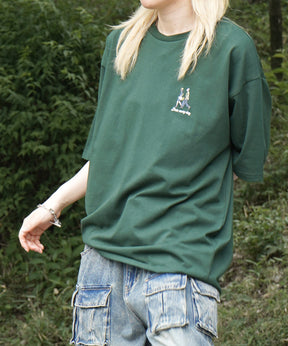 25SS 新柄追加 ワンポイント刺繍ロゴ ヒゲオジ / デイリーウォーキング ビッグシルエット半袖Tシャツ
