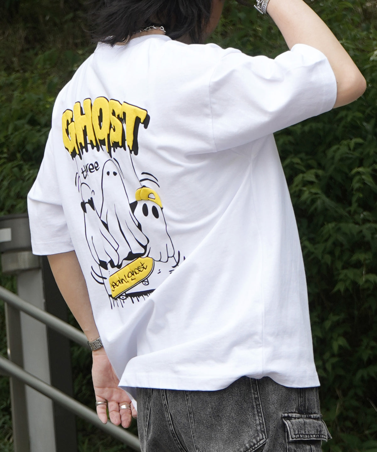 25SS ゴースト 発泡バックプリント ビッグシルエット半袖Tシャツ