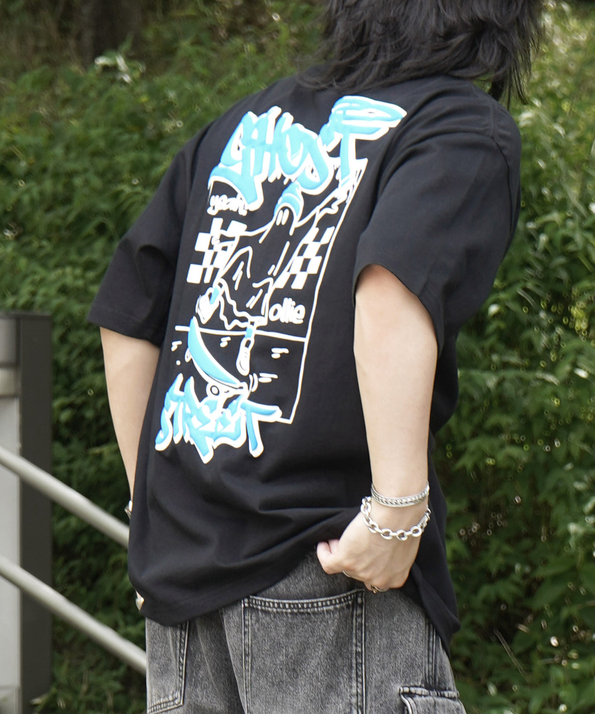 25SS ゴースト 発泡バックプリント ビッグシルエット半袖Tシャツ