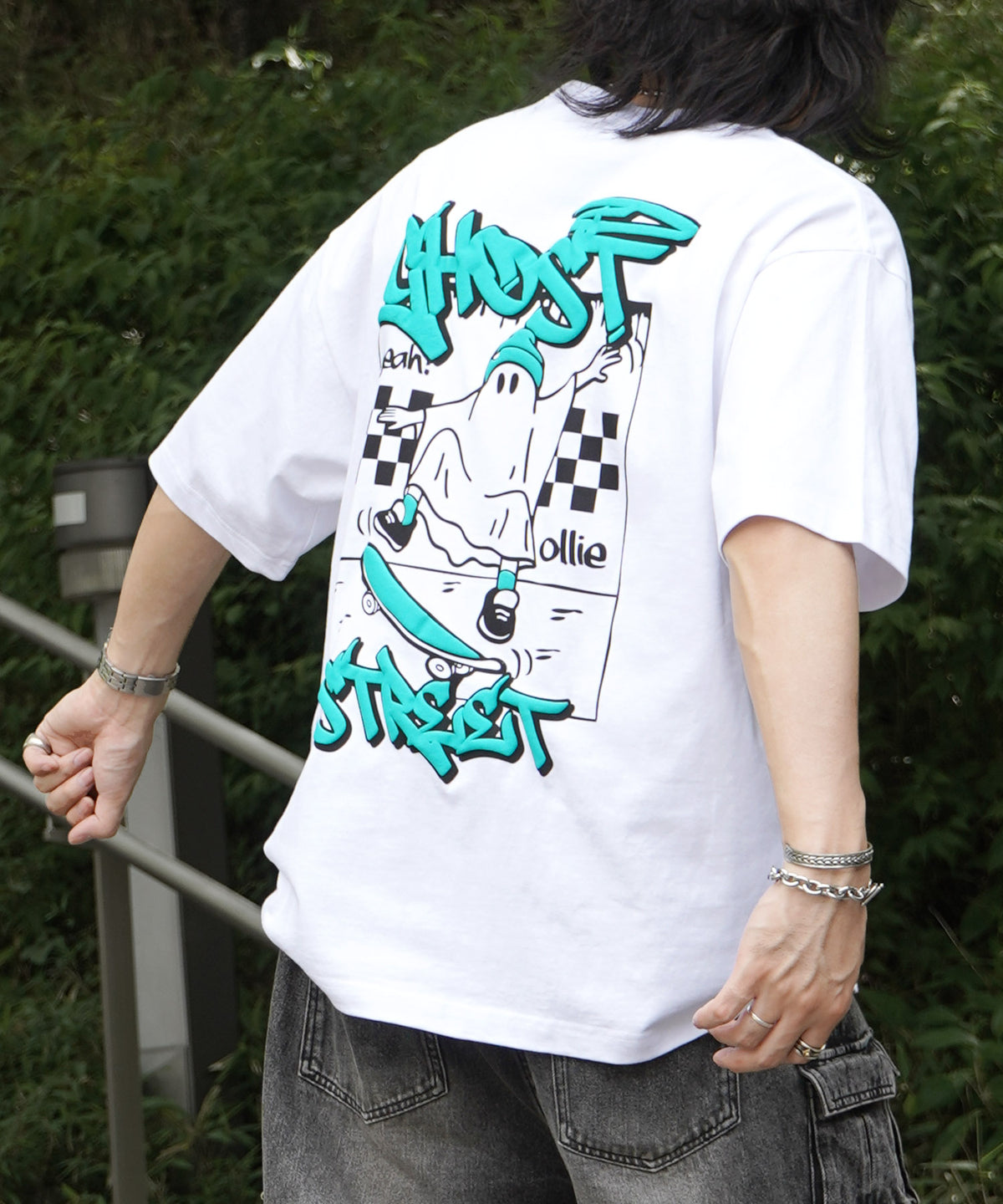 25SS ゴースト 発泡バックプリント ビッグシルエット半袖Tシャツ