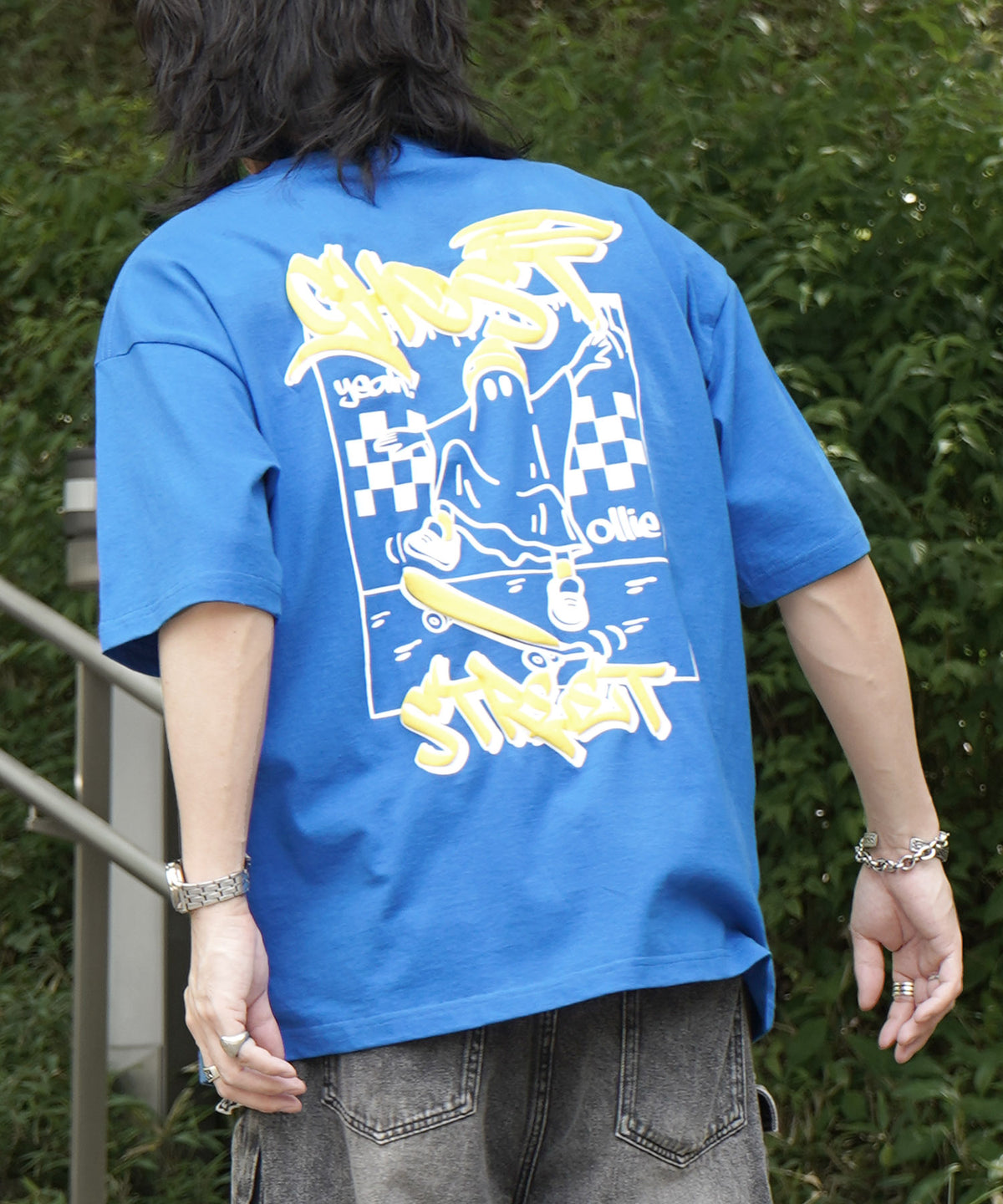 25SS ゴースト 発泡バックプリント ビッグシルエット半袖Tシャツ