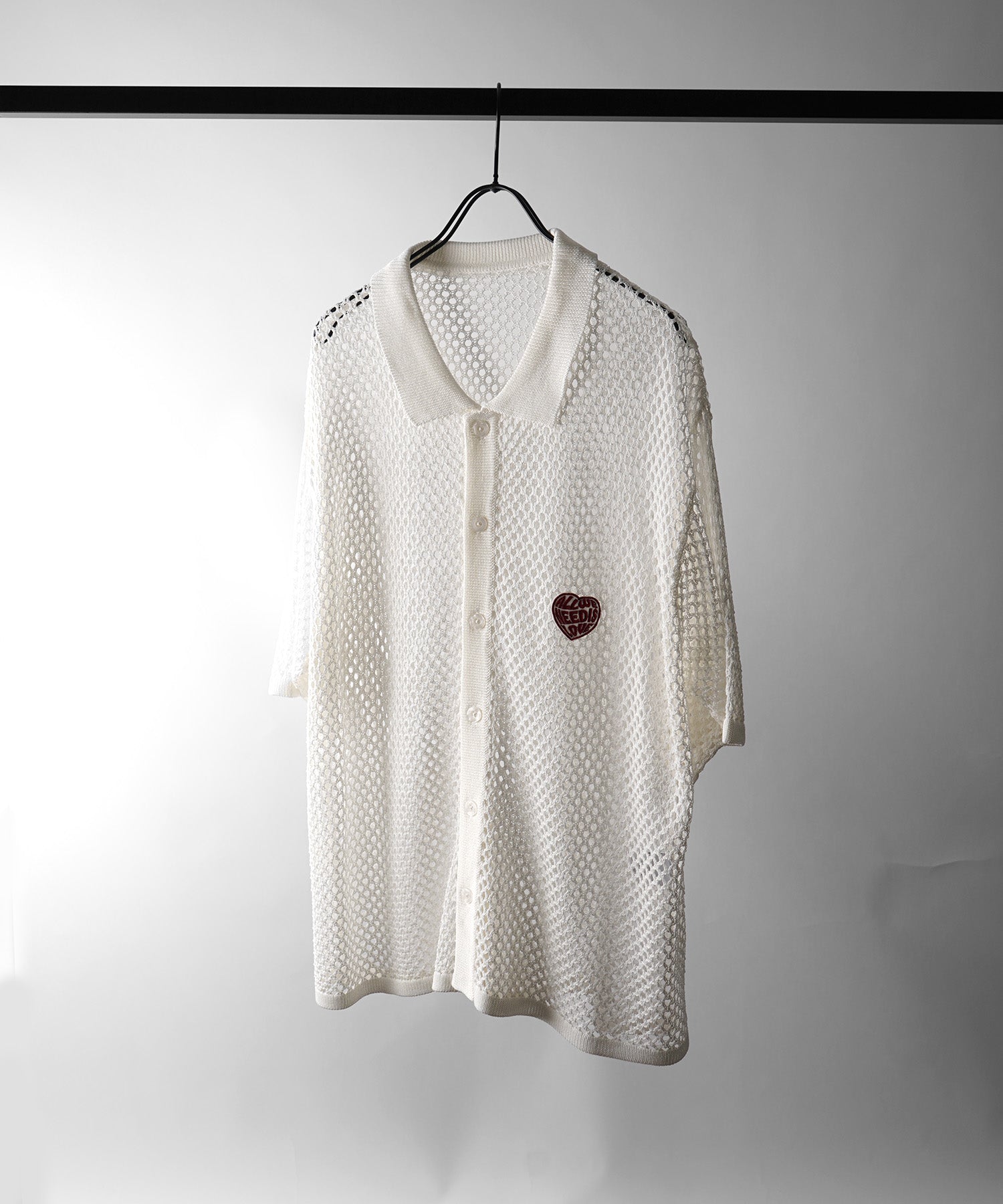 25SS ワッペン ワンポイント刺繍 メッシュニットシャツ