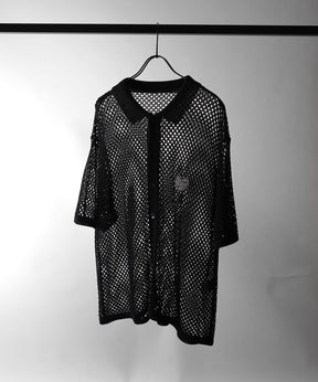25SS ワッペン ワンポイント刺繍 メッシュニットシャツ