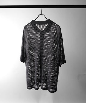 25SS ワッペン ワンポイント刺繍 メッシュニットシャツ