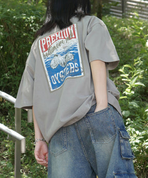 25SS ビッグシルエット 缶詰風イラストプリント 半袖Tシャツ