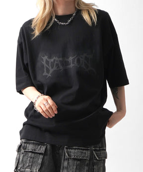 25SS サークル ボックスシルエット グランジ風 Y2Kモチーフ 韓国風 バックプリント