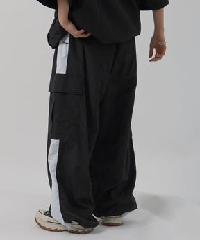 25SS セットアップ対応 ドロスト サイドライン ナイロンカーゴパンツ ワイドパンツ