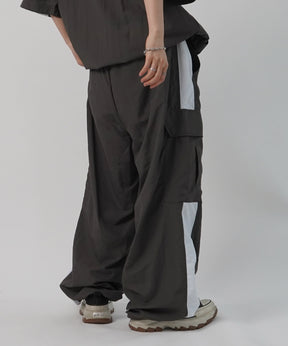 25SS セットアップ対応 ドロスト サイドライン ナイロンカーゴパンツ ワイドパンツ