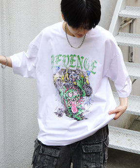 25SS モンスター ヴィンテージライク ピグメント加工 アメカジ風 レトロプリント ロックTシャツ