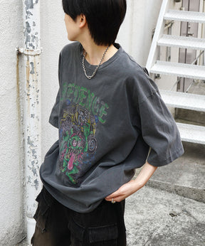 25SS モンスター ヴィンテージライク ピグメント加工 アメカジ風 レトロプリント ロックTシャツ