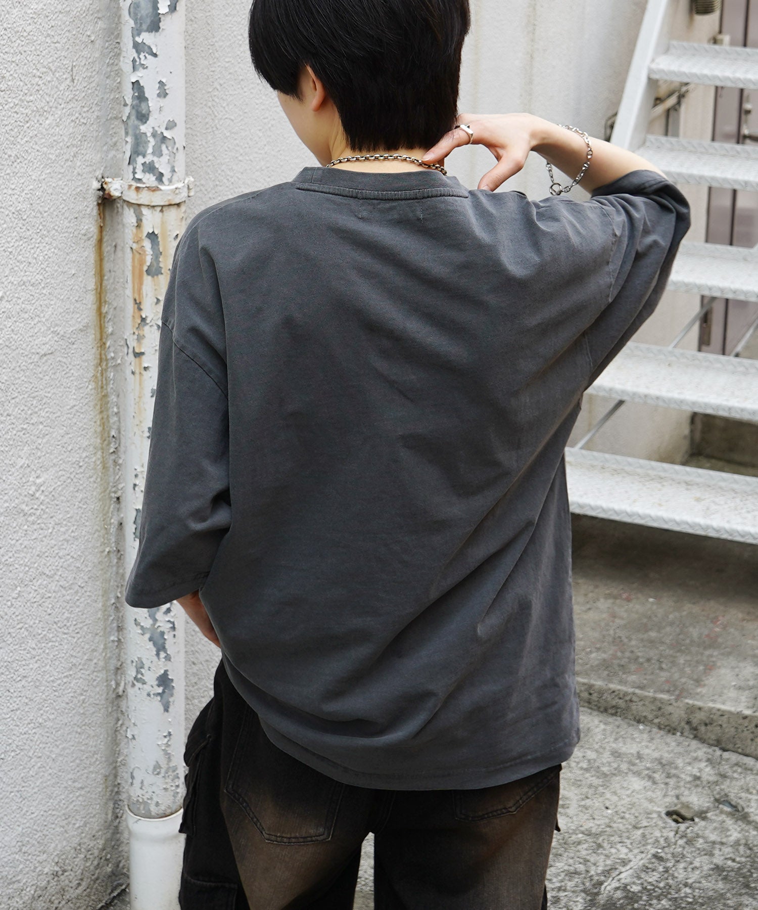25SS モンスター ヴィンテージライク ピグメント加工 アメカジ風 レトロプリント ロックTシャツ