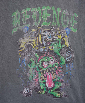 25SS モンスター ヴィンテージライク ピグメント加工 アメカジ風 レトロプリント ロックTシャツ