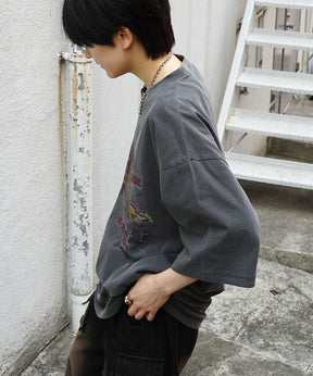 25SS レースガール ヴィンテージライク ピグメント加工 アメカジ風 レトロプリント ロックTシャツ