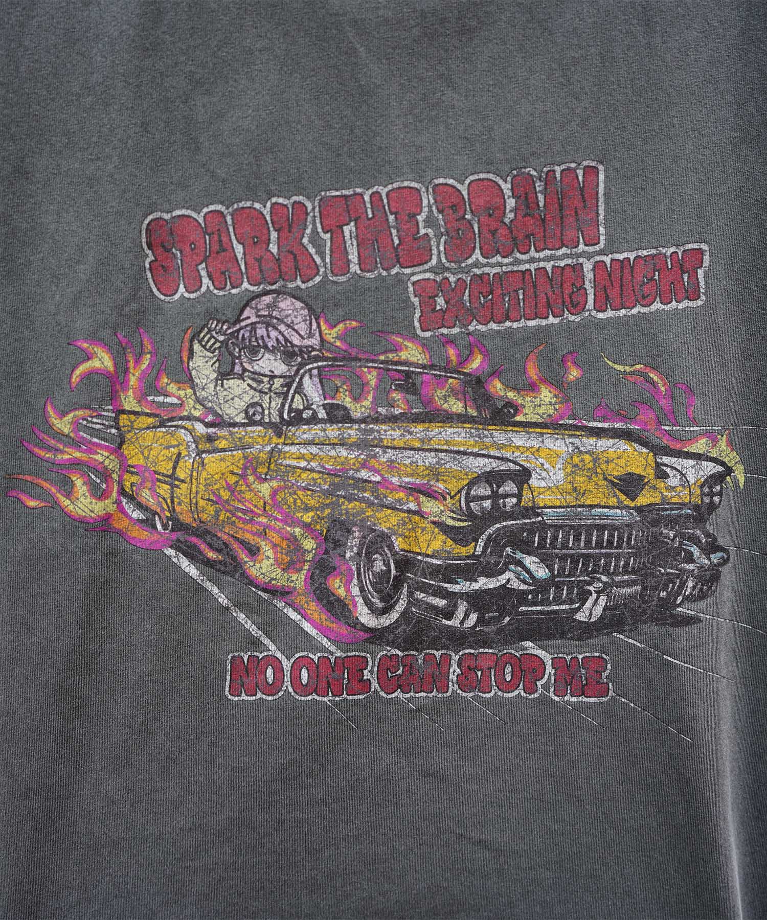 25SS レースガール ヴィンテージライク ピグメント加工 アメカジ風 レトロプリント ロックTシャツ