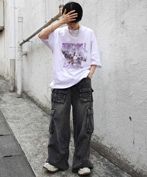 25SS イーグル ヴィンテージライク ピグメント加工 アメカジ風 レトロプリント ロックTシャツ