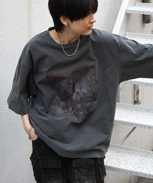 25SS イーグル ヴィンテージライク ピグメント加工 アメカジ風 レトロプリント ロックTシャツ