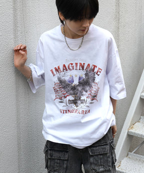 25SS アメリカン ヴィンテージライク ピグメント加工 アメカジ風 レトロプリント ロックTシャツ