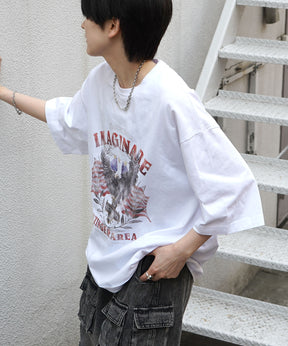 25SS アメリカン ヴィンテージライク ピグメント加工 アメカジ風 レトロプリント ロックTシャツ