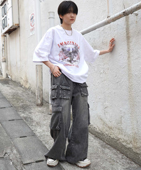 25SS アメリカン ヴィンテージライク ピグメント加工 アメカジ風 レトロプリント ロックTシャツ