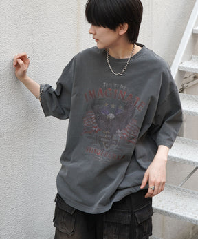 25SS アメリカン ヴィンテージライク ピグメント加工 アメカジ風 レトロプリント ロックTシャツ
