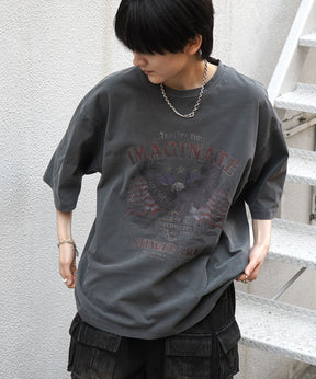 25SS アメリカン ヴィンテージライク ピグメント加工 アメカジ風 レトロプリント ロックTシャツ