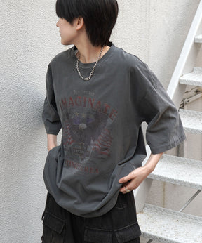 25SS アメリカン ヴィンテージライク ピグメント加工 アメカジ風 レトロプリント ロックTシャツ