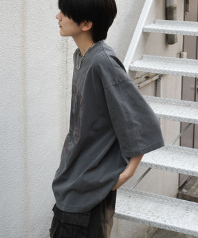25SS アメリカン ヴィンテージライク ピグメント加工 アメカジ風 レトロプリント ロックTシャツ