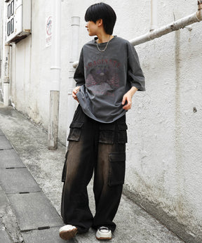 25SS アメリカン ヴィンテージライク ピグメント加工 アメカジ風 レトロプリント ロックTシャツ