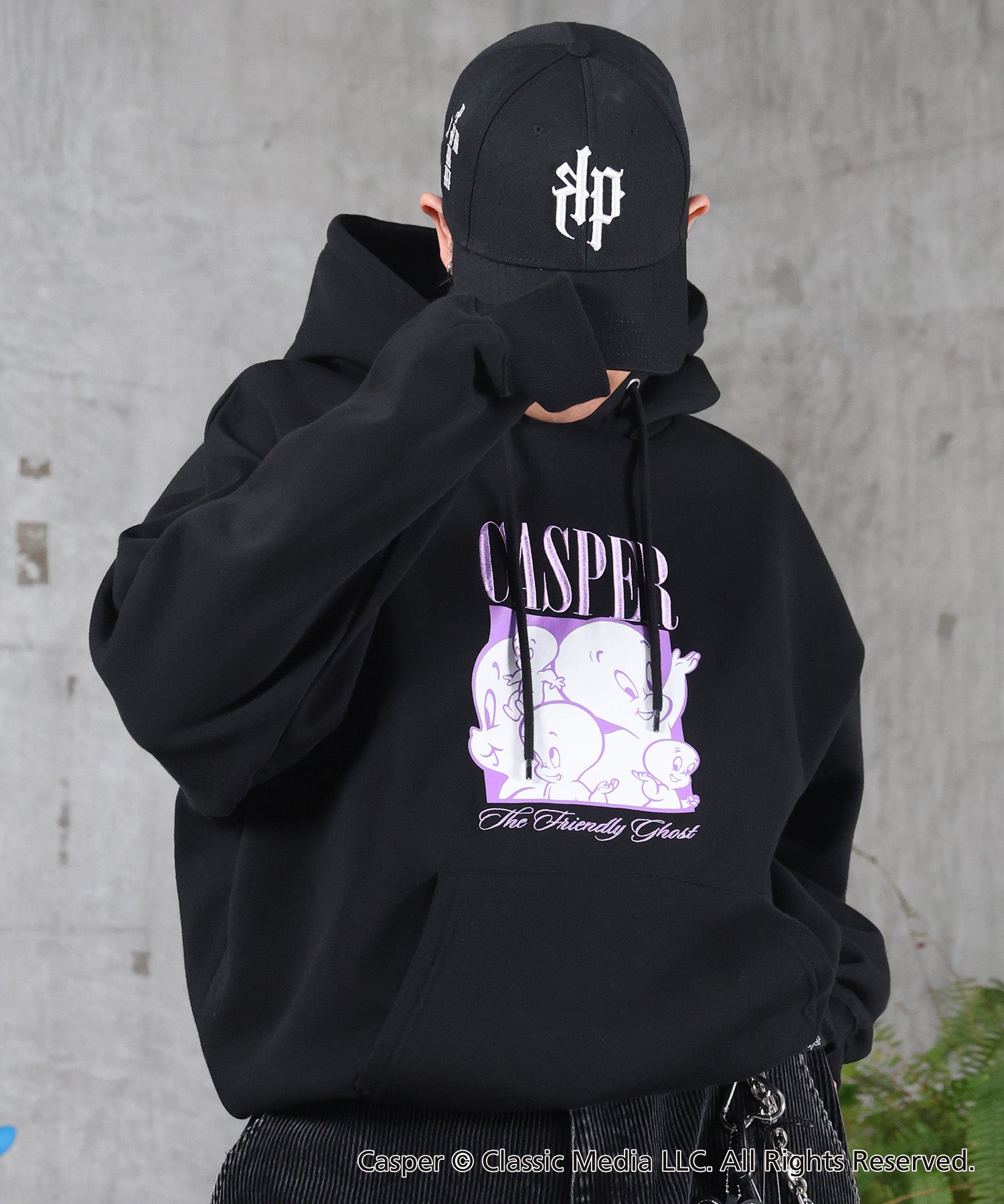 【Casper / キャスパー】ヴィンテージライク レトロ映画 刺繍 プリントパーカー