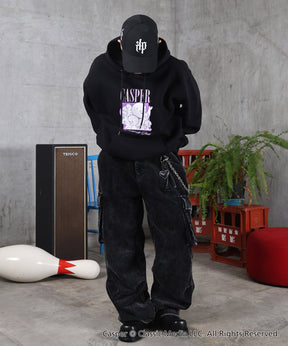 【Casper / キャスパー】ヴィンテージライク レトロ映画 刺繍 プリントパーカー