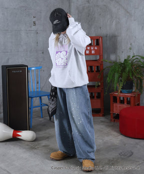 【Casper / キャスパー】ヴィンテージライク レトロ映画 刺繍 プリントパーカー