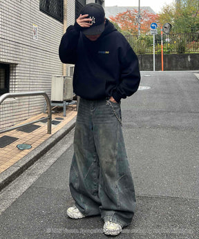 【SPONGE BOB / スポンジボブ】バックプリント 刺繍 プルパーカー