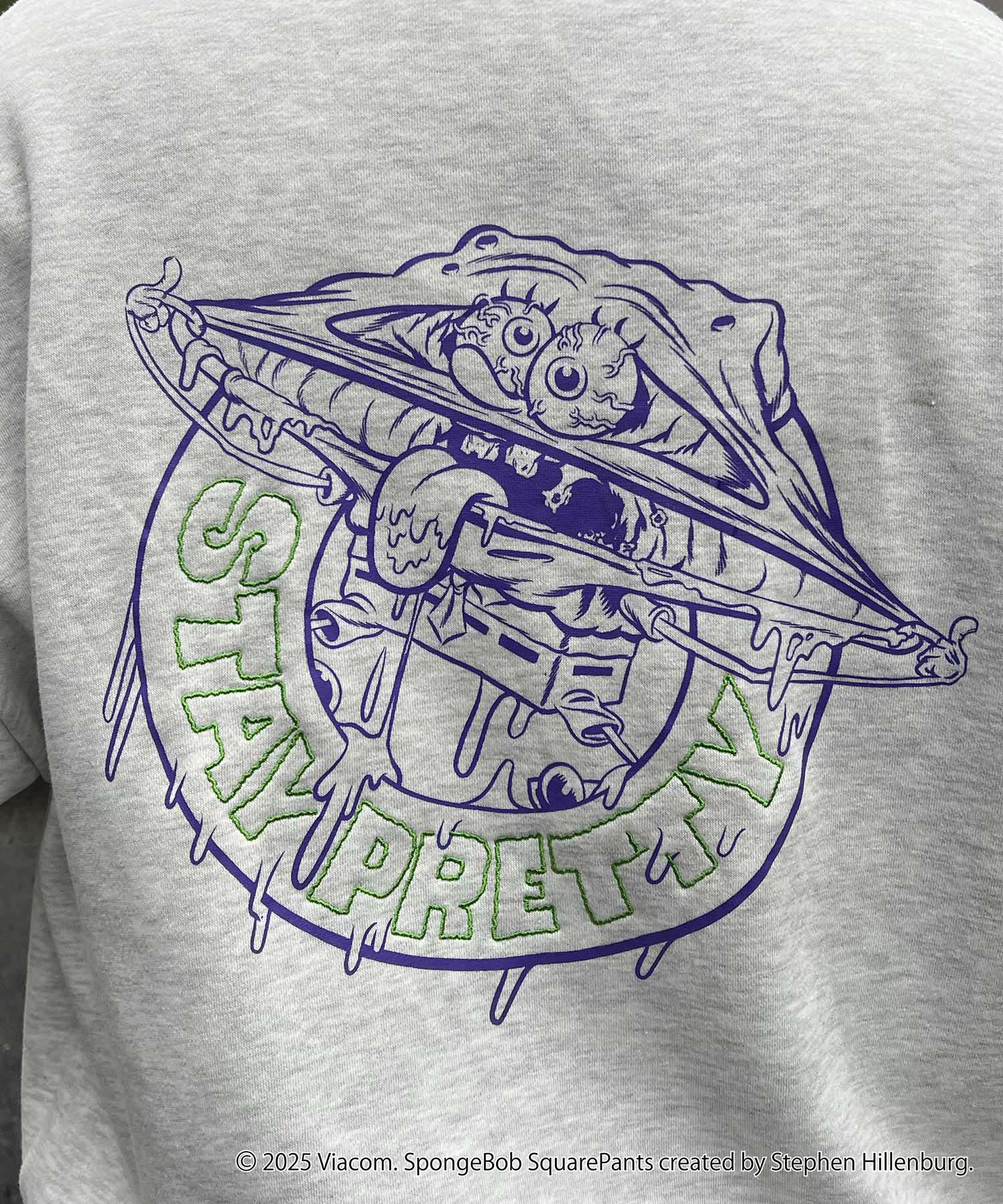 【SPONGE BOB / スポンジボブ】バックプリント 刺繍 プルパーカー