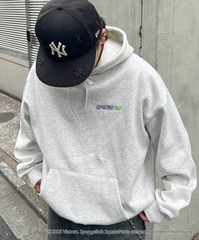 【SPONGE BOB / スポンジボブ】バックプリント 刺繍 プルパーカー