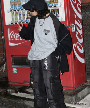 【Disney / ディズニー】ミッキー ワンポイント ヴィンテージライク レトログラフィック ビッグシルエット ラグランロンT