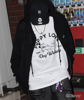 【Disney / ディズニー】ミッキー ヴィンテージライク レトログラフィック 古着風クラックプリント ビッグシルエット ラグランロンT