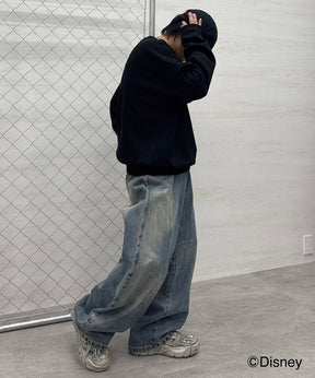 【Disney / ディズニー】ミッキー ワンポイント刺繍 ビッグシルエットプルオーバー クルースウェット