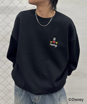 【Disney / ディズニー】ミッキー ワンポイント刺繍 ビッグシルエットプルオーバー クルースウェット