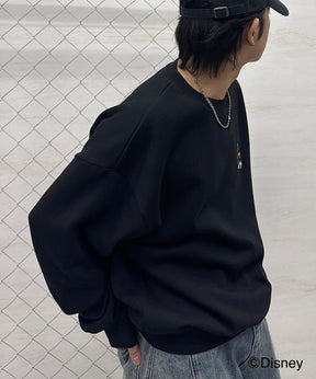 【Disney / ディズニー】ミッキー ワンポイント刺繍 ビッグシルエットプルオーバー クルースウェット