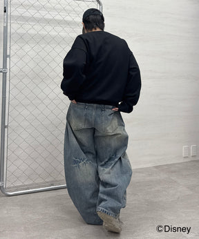 【Disney / ディズニー】ミッキー ワンポイント刺繍 ビッグシルエットプルオーバー クルースウェット