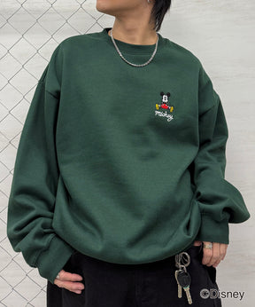 【Disney / ディズニー】ミッキー ワンポイント刺繍 ビッグシルエットプルオーバー クルースウェット