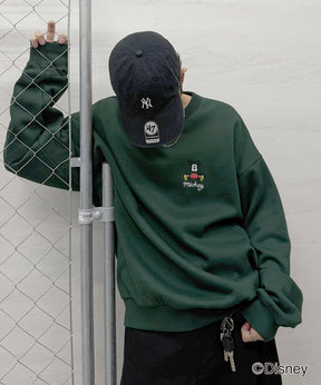 【Disney / ディズニー】ミッキー ワンポイント刺繍 ビッグシルエットプルオーバー クルースウェット