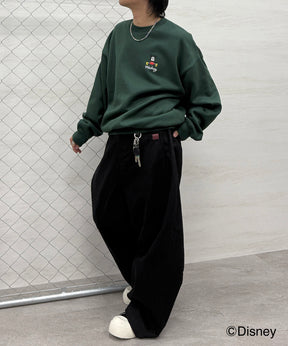 【Disney / ディズニー】ミッキー ワンポイント刺繍 ビッグシルエットプルオーバー クルースウェット
