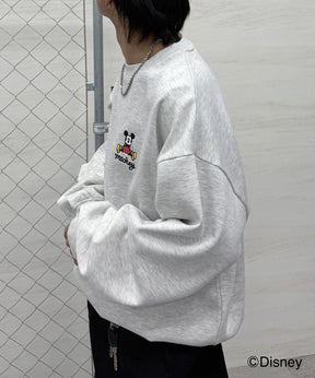 【Disney / ディズニー】ミッキー ワンポイント刺繍 ビッグシルエットプルオーバー クルースウェット