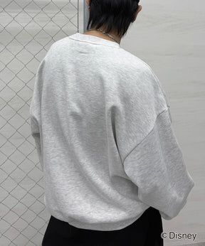 【Disney / ディズニー】ミッキー ワンポイント刺繍 ビッグシルエットプルオーバー クルースウェット